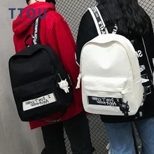 Высокое качество, холщовый рюкзак для путешествий, женский, Mochila Feminina, с буквенным принтом, черный, белый, школьные сумки для девочек-подростков, рюкзак