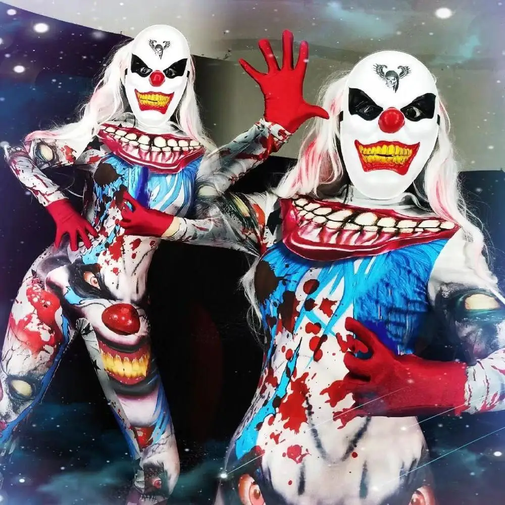 Christmas Halloween Women New Horror Clown Jumpsuit Dancer Costume Performance Outfit Same Women And Men Paragraph Costume