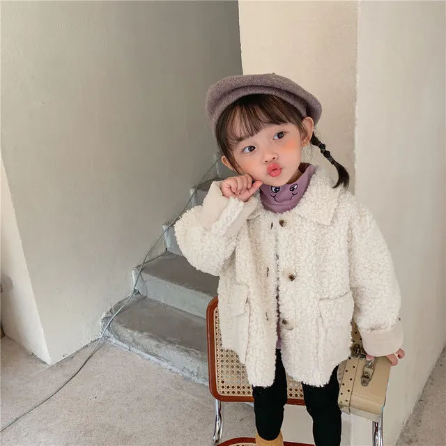 

Baby Girls Winter Jackets Lambs Wool Coats Kids Warm Jackets Fleece Children Outerwear Girls Loose Coats Baby Overcoat