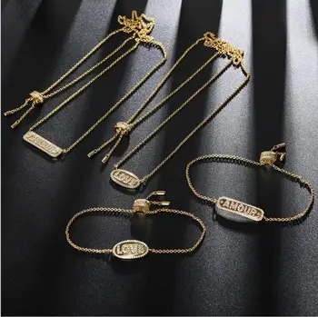 

Trendy personality Zircon crystal necklace fashion popular female necklace and bracelet set 30% cooper