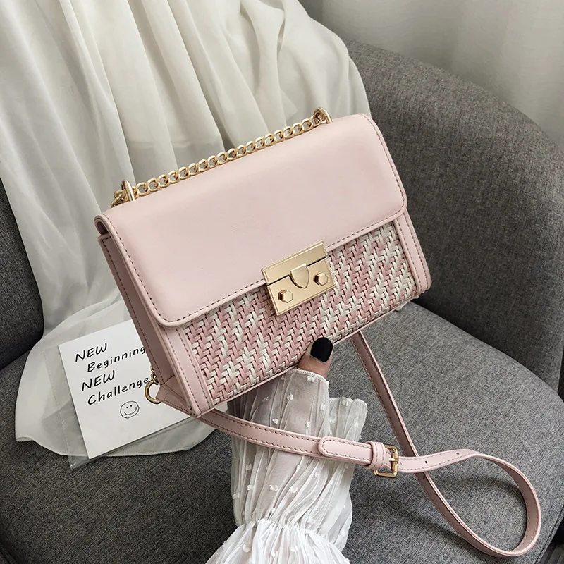 

2019 new Korea fashion simple contrast small square bag shoulder diagonal women's bag