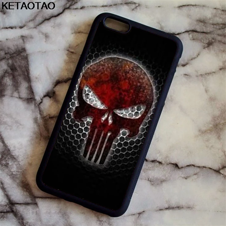 Белый KETAOTAO Каратель Череп Логотип чехол для телефона s для iPhone 4S SE 5 6 5C 5S 6S 7 8 SE X Plus XR XS Max Чехол Мягкий ТПУ резиновый силиконовый - Цвет: Белый