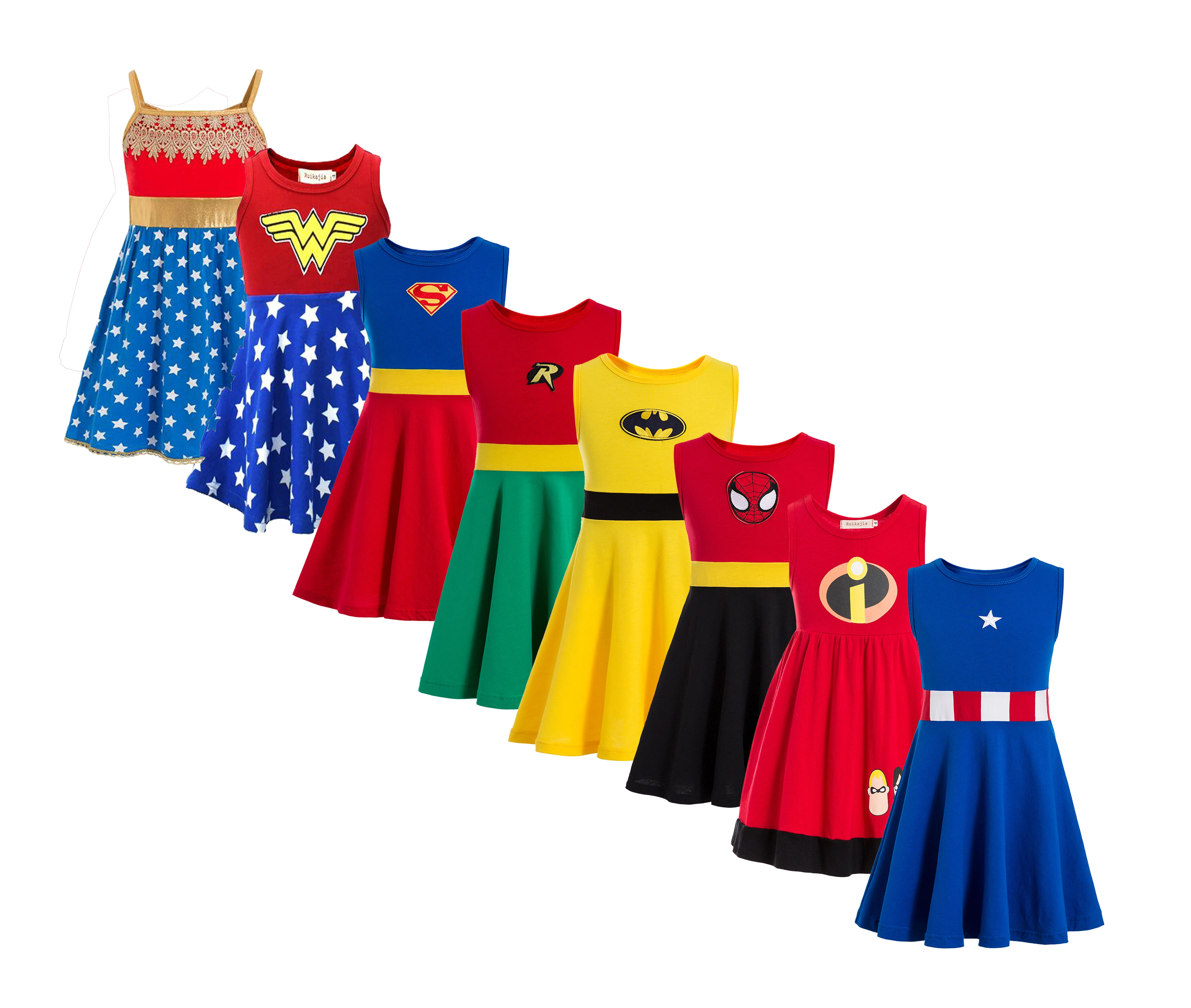 Платье супергероя ручной работы для девочек, косплей, Бэтмен, супер платье для девочек, костюм Чудо-женщины, праздник день рождения вечеринка, 4 июля, платья