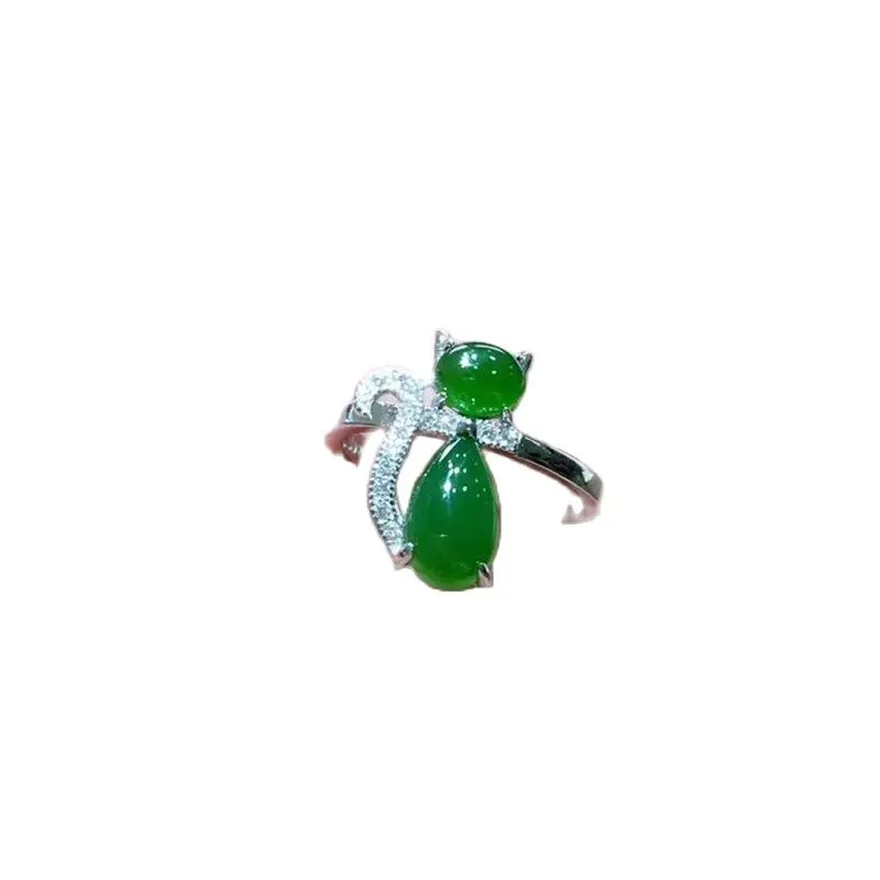 

925 Silver-inlaid Hetian Jade Ring and Jasper Ring