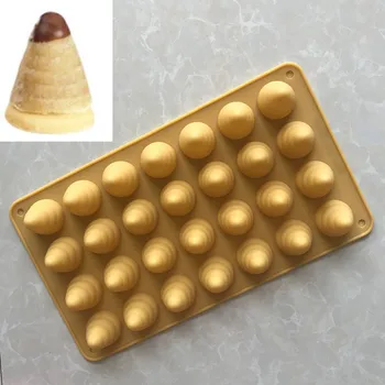 

Currently Available Wholesale 28 Even Multi Purpose Silicone Cake Mold DIY xue gao mo Crispy Cone Mold with 30 Bar
