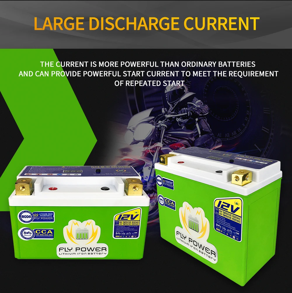 FLY14B-4 12V 96Wh CCA 480A Motorcycle LiFePO4 Start Battery BMS Lithium Scooter Batteries ATV Replaces YT14B-BS YT14B-4 UT14B-BS motorcycle battery lithium phosphate battery