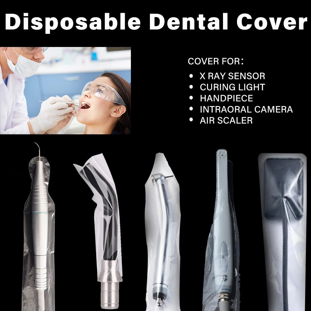 

500 Pcs Disposable Sleeve Cover for Dental Handpiece/Curing Light/ Oral Intraoral Camera/X Ray Sensor/Air Scaler Protect She