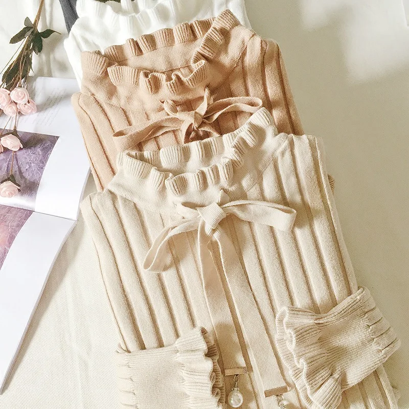 

Fall 2019 new knitted sweater women Korean bow pullover slim bottoming sweater pullover women's coat tide sweater women
