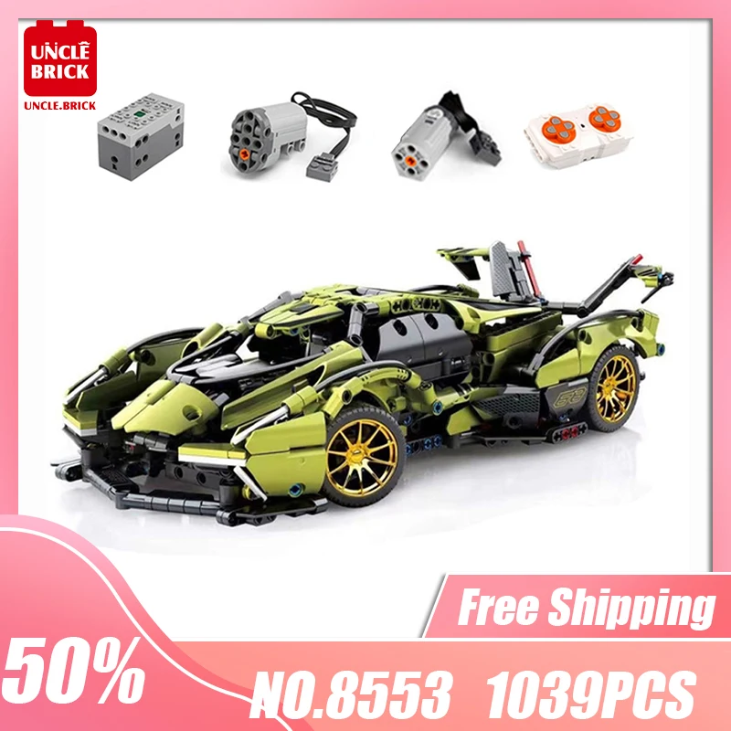 Technical Brick MOC Super Speed Racing Car V12 Vision Model Building Blocks Toy 1039pcs Boys Educational Birthday Gifts | Игрушки и