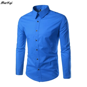 

MarKyi 2019 new cheap solid casual shirts for men business long sleeve checkered shirt men slim fit