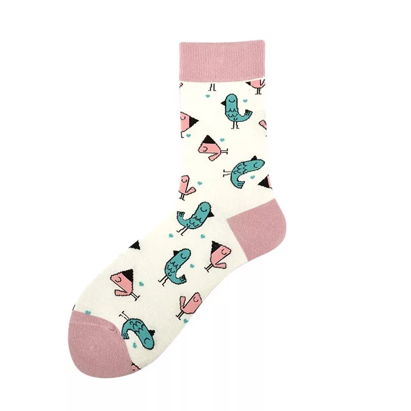 Женские носки Harajuku, забавные мультяшные носки с фруктами, Единорог для фламинго, милые животные, Веселые носки для скейтборда - Цвет: 6
