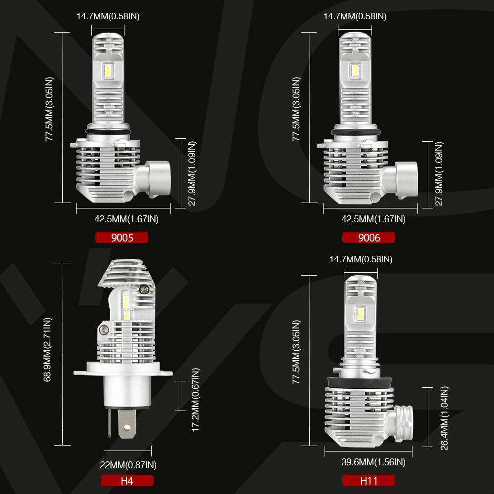 NOVSIGHT 2020 NEWEST 1:1 design LED Car Headlight Bulbs LED H4 LED H7 LED H11 LED H8 LED H9 LED 9005 HB3 LED 9006 HB4 LED 6000K 8000LM 40W LED Fog Lights Headlamp bulbs Luces LED Para auto lamps