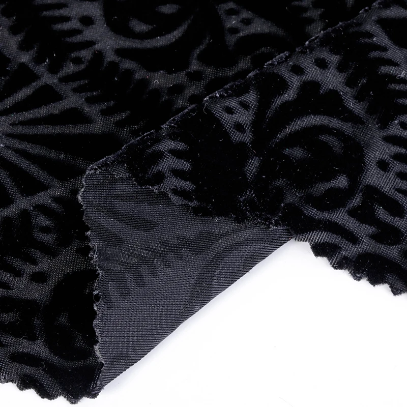 Трикотажная четырехполосная тянущаяся бархатная отделка ткани для танцевальное платье и женская мода