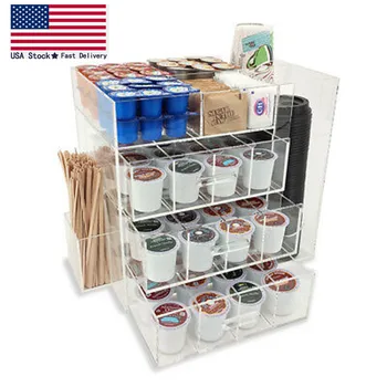 

NEW! ACRYLIC COFFEE STATION - KEURIG KCUPS/CREAMER/SUGAR/CUPS/STIRRER ORGANIZER