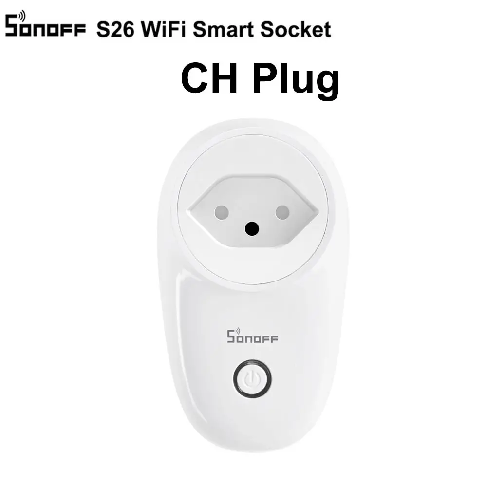 SONOFF S26 WiFi розетка US/UK/CN/AU/EU/IL/CH/IT/BR умные розетки приложение для беспроводного переключателя пульт дистанционного управления для умного дома - Color: S26 CH