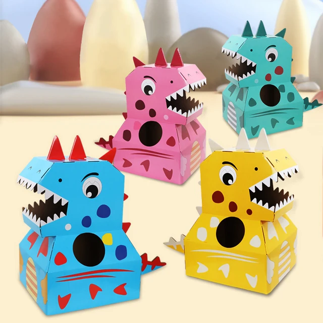 Cardboard Box Dinosaur Toy Manual Assembly Model Kindergarten Children's Creative Wearable Paper Tyrannosaurus Rex 3
