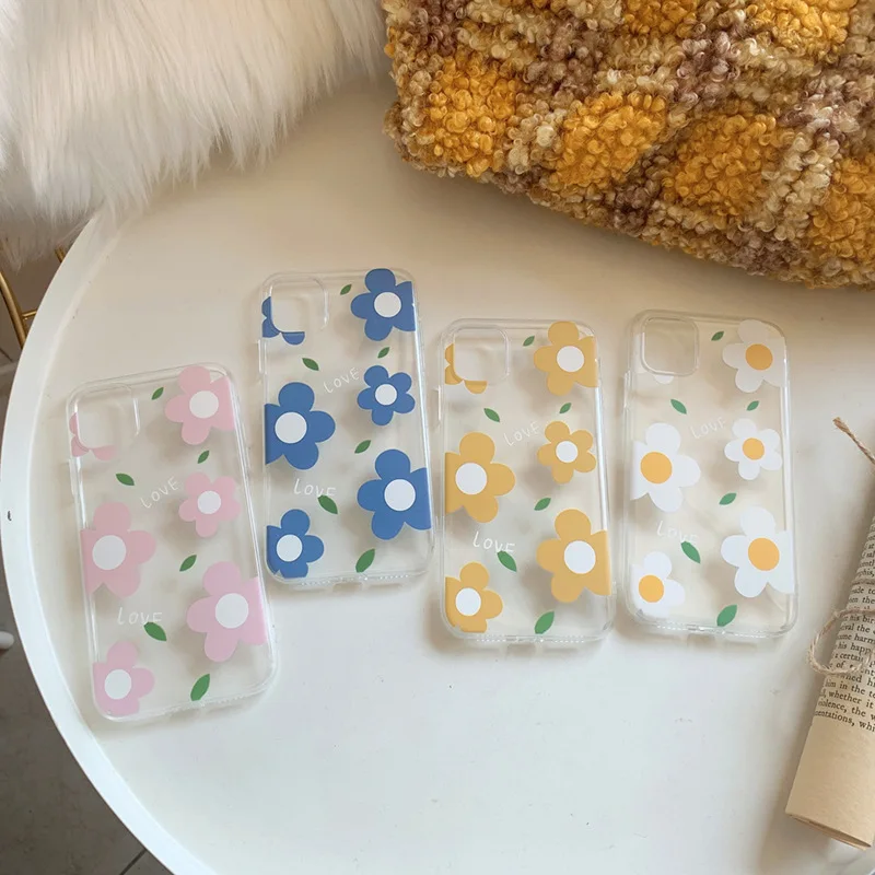 Cute Flower Cartoon Love Transparent Phone Case For iPhone 11 Pro X XS Max XR 8 7 6 6s Plus Soft TPU Clear Back Cover Coque |