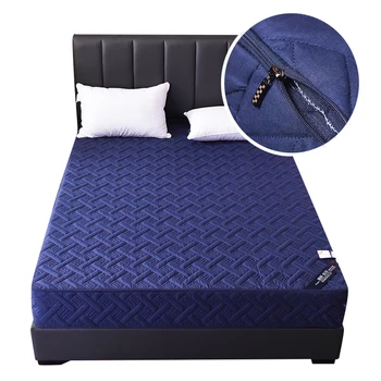 

Six-sided Zipper Bed Cover Quilted Washable Mattress Protector Cover for Bed Breathable Anti-mite Pad Cover Mattress Topper