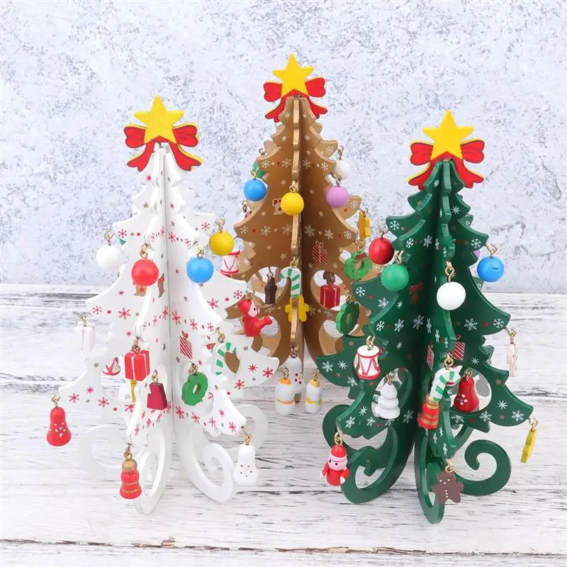 Lovely Christmas Party DIY Christmas Tree Cartoon Kids Craft Xmas Trees Decor for Home Office Ornaments