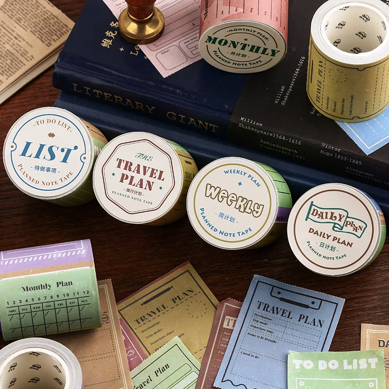 

1Roll Vintage Masking Tape DIY Daily Weekly Monthly Plan Adhesive Tapes Stickers Decorative for Travel Scrapbooking Diary Tapes