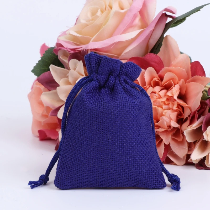 

50Pcs Vintage Natural Jute Hessian Drawstring Pouch Burlap Wedding Favor Gift Bag D08D