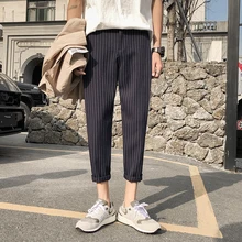 YASUGUOJI костюм брюки для мужчин Повседневная мода полосатый мужской костюм брюки с маленькими ногами Pantalon De Vestir Hombre мужской костюм