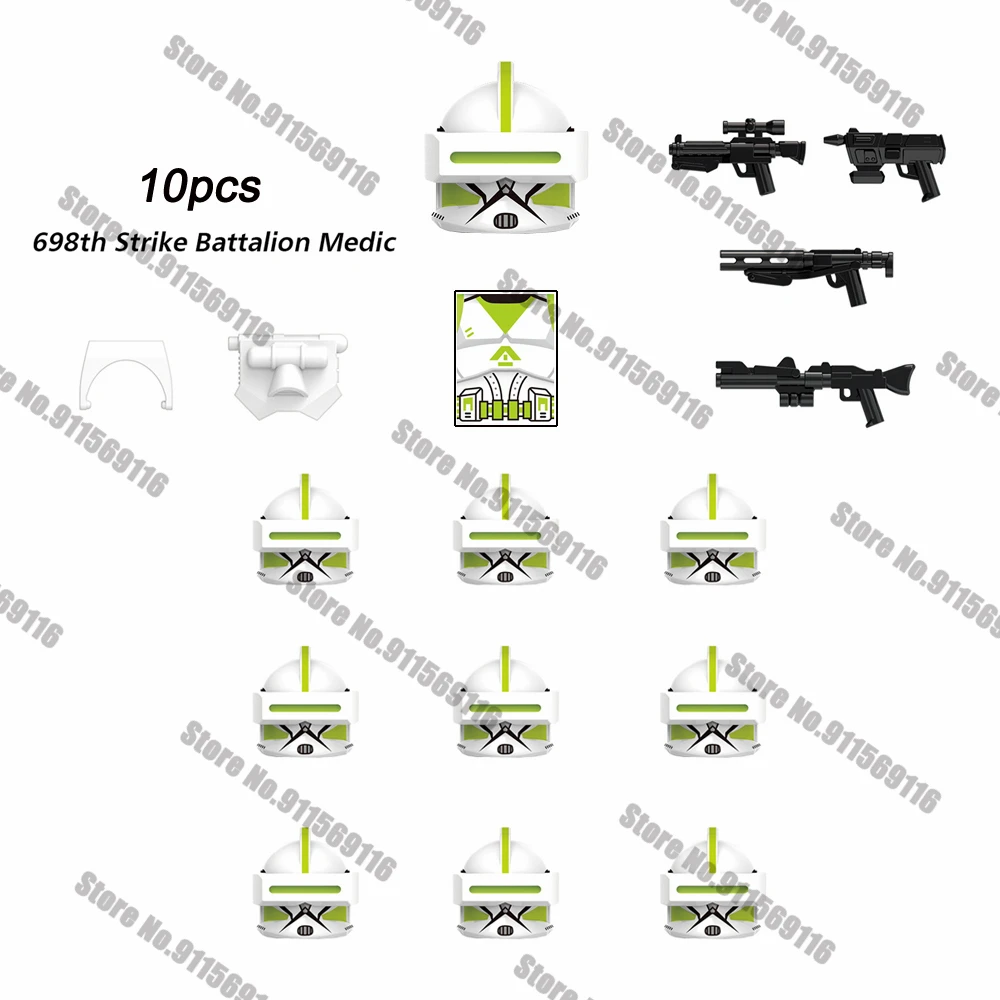 

10PCS 698th Strike Battalion Medic Troopers with Weaponry Set Building Blocks Bricks Star Action Figure Wars Toys Kids