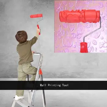 

Wall Embossing Roller Brush Painting Roller with Handle for Home Wall Durable Art Rolls Wall Decoration Construction Tool