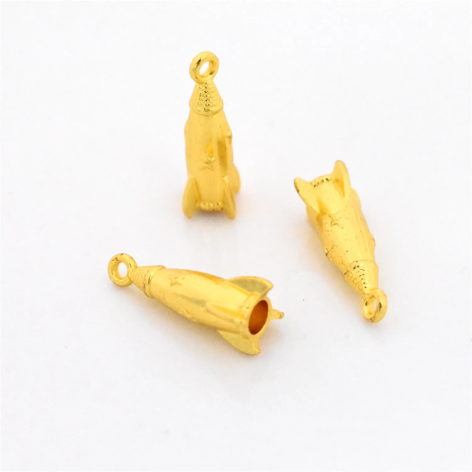 

High Quality 10pcs 25x7mm Gold Color Plated Rocket Charm Pendant DIY Handmade Necklace Keychain Jewelry Accessories