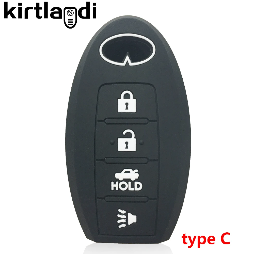 Rpkey Silicone Key Fob Cover For Infiniti - Violet Protective Case For 5-Button Remote Controls
