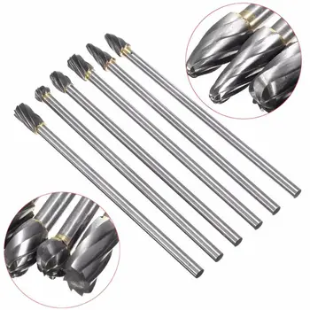 

6pcs Rotary File Tungsten Carbide Aluminum Rotary Files Burr Set 6mm Shank 10mm