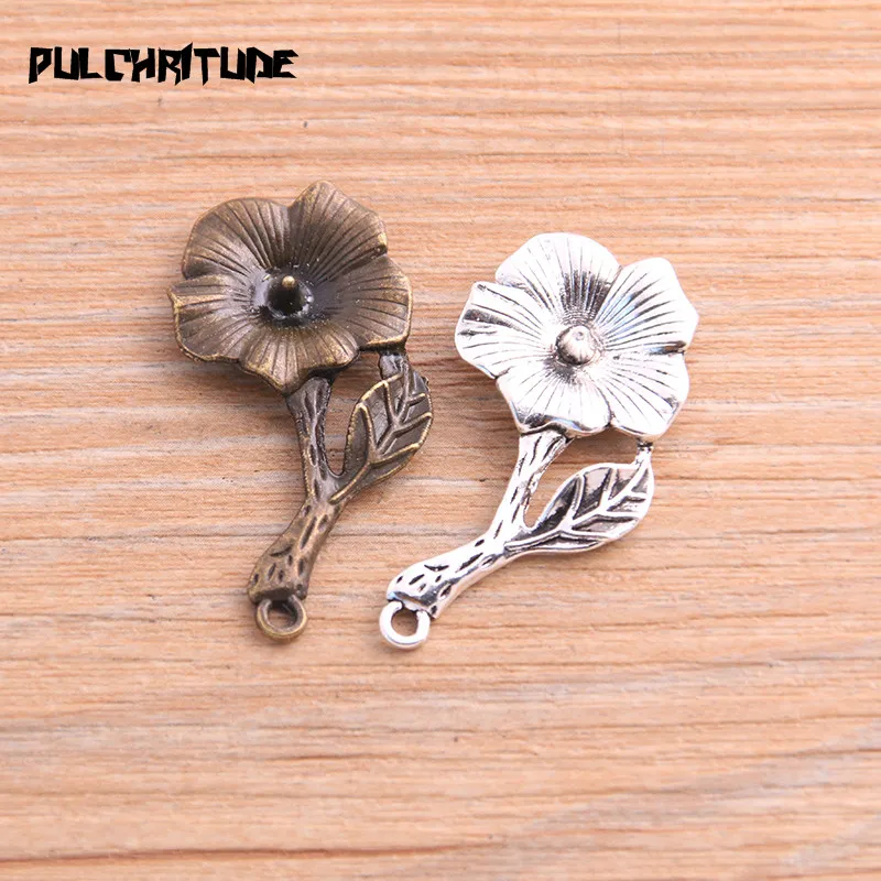 PULCHRITUDE 8pcs 19*39mm 2020 Product Two Color Morning Glory Charms Plant Flower Pendant Jewelry Metal Alloy Jewelry Marking PULCHRITUDE 8pcs 19*39mm 2020 Product Two Color Morning Glory Charms Plant Flower Pendant Jewelry Metal Alloy Jewelry Marking