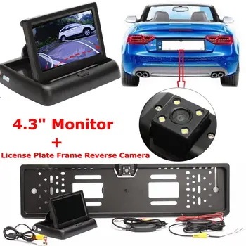 

Car CCD HD LED 4.3" Monitor Screen Vehicle Wireless License Plate Frame Reverse Rear View Camera Kits Night Vision Waterproof