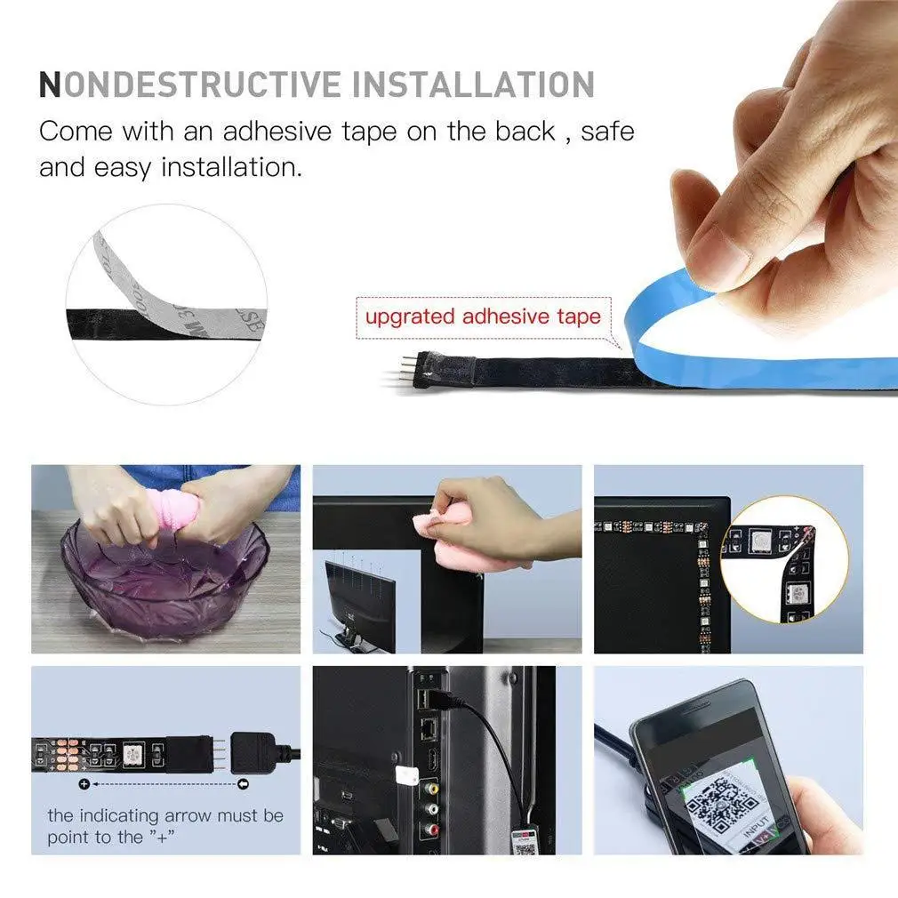 Binval Светодиодные ленты огни ТВ светодиодный подсветкой RGB питаемые через USB порт