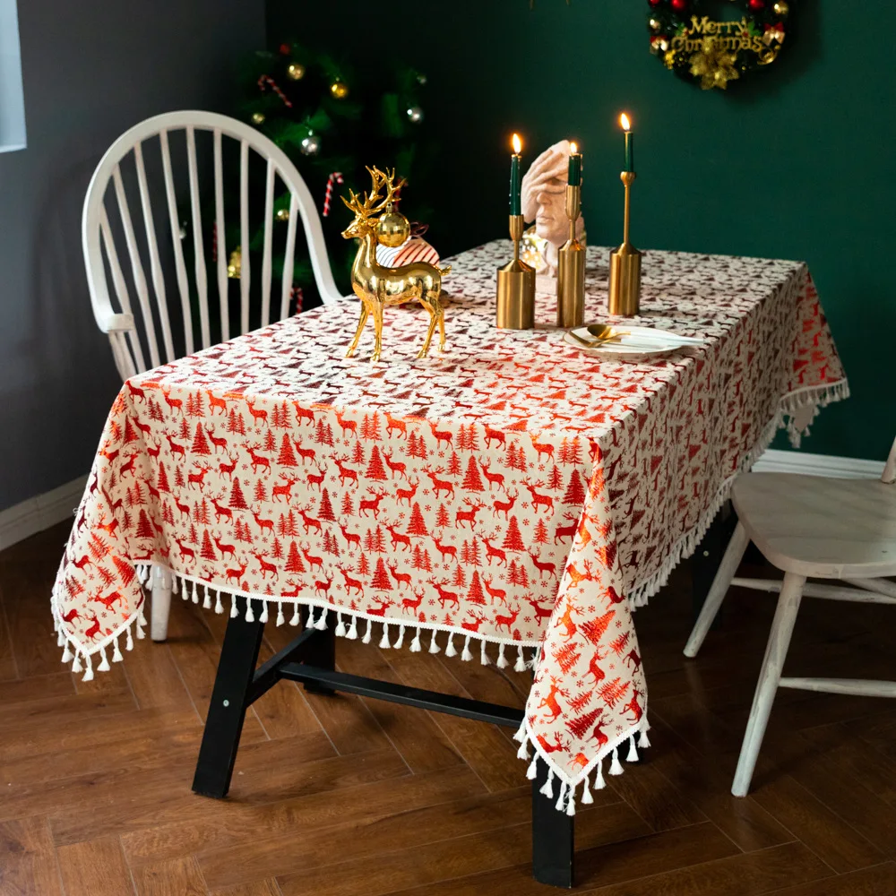 

Table Cloth Rectangular Christmas Tablecloth Nappe Table Cover Party Wedding Table Cloth for Home Table Decor New Year Mantel