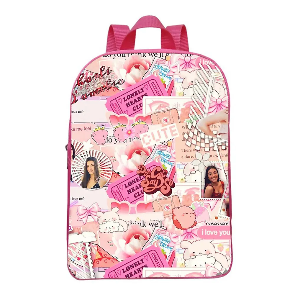 Charli Damelio 12 Inch Backpacks Children School Bags Baby Toddler Bag Girls Rucksack Charli D'Amelio Cute Kindergarten Bag