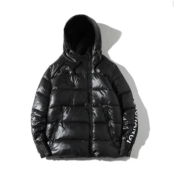 

Fashion Patchwork Cotton Slim Fit Coat Thick Warm Homme's Parka Zipper Jacket 2019 Men Casual Hooded Parka Winter Men Black Gray