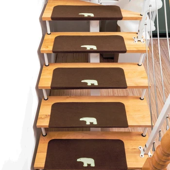 

5pcs Carpet For Kids Elders Warm Self Adhesive Indoor Floor Tape Luminous Mat Safety Staircase Reusable Stair Tread Anti Slip