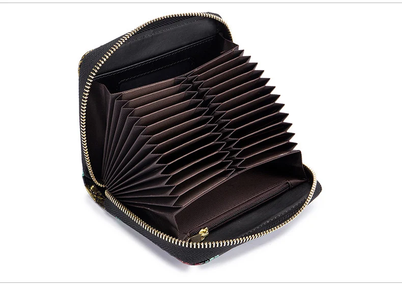 Western Rfid Large Capacity Double Row Organ Print Design Leather Women Wallet Passport Driver License Women Coin Purse