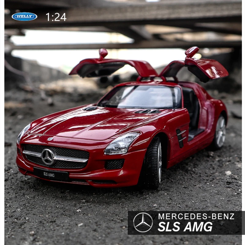 Модель белого автомобиля welly 1:24 Mercedes SLS AMG из сплава модель коллекция украшений