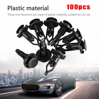 

100pcs Black Fender Bumper Retainer Clips 9mm Premium Plastic Material Accessories For Car/ Train/ Truck