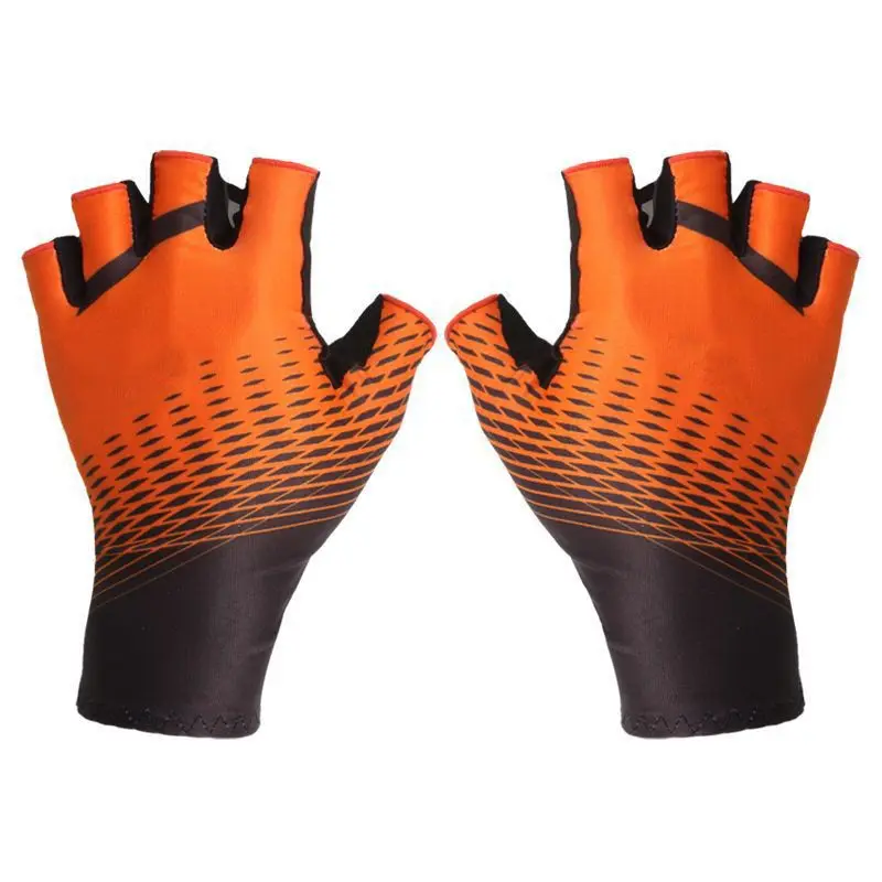Горячие Новейшие велосипедные перчатки защищают MTB велосипедные перчатки моющиеся дышащие нейлоновые перчатки для гонок на полпальца - Цвет: Оранжевый