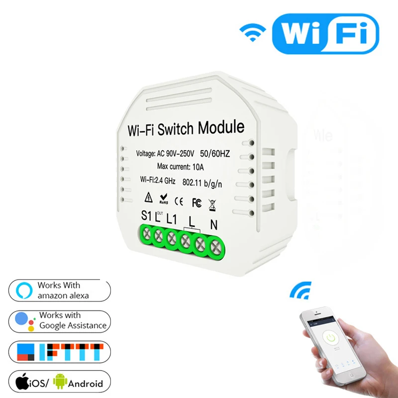 1 PCS Умный Wi-Fi переключатель модуль Smart Life/приложение Tuya WiFi переключатель DIY модуль работает с Alexa Google Home - Цвет: 1 PCS