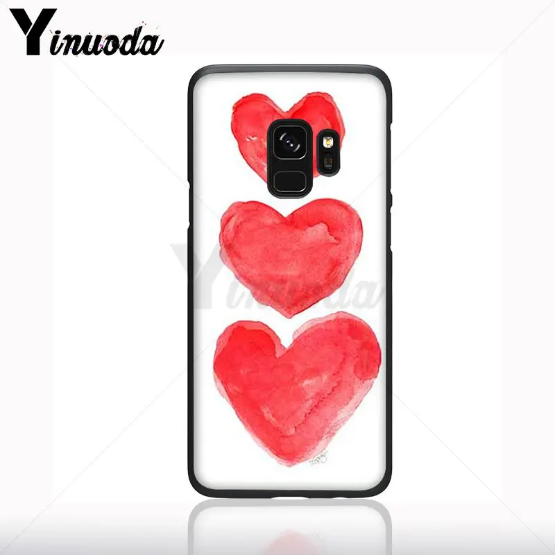 Perumahan Merah Hati Garis Pola Tpu Hitam Cell Phone Case untuk Samsung Galaxy S10plus S9 S8plus S10e A50 A70 A10 Ponsel