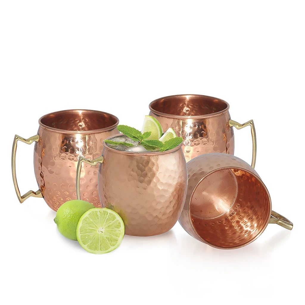 STAINLESS STEEL WITH COPPER PLATED MOSCOW MULE CUP MUG Hammered 5 Types