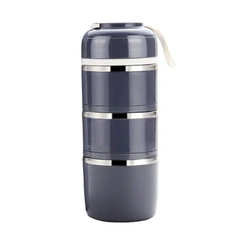 

Lunch Box Stainless Steel Leakproof Food Storage Containers With Insulated Lunch Box For Adult And Office Three Floors (Gray)