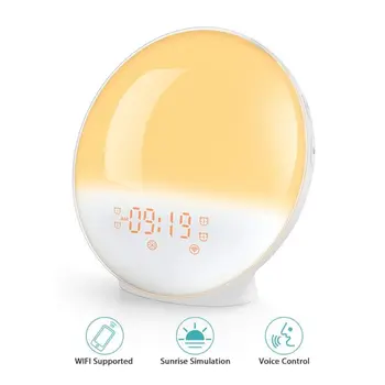 

Wake Up Light Alarm Clock, Sunrise & Sunset Simulation 7 Colored Sleep Aid Light with FM Radio, 2 Alarms 7 Natural Alarm