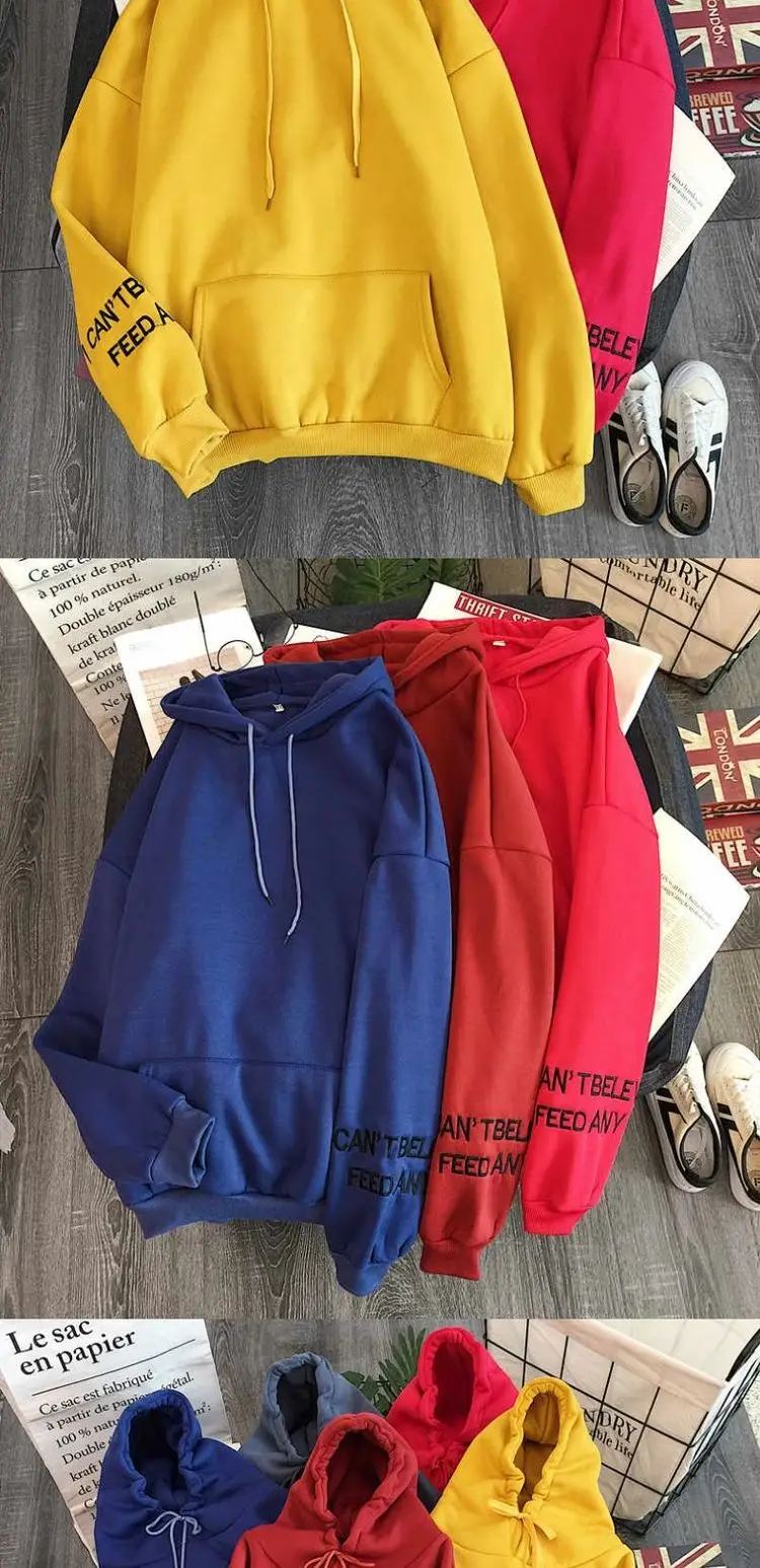 Aulead Модные осенние теплые толстовки для женщин Кофты корейский Ulzzang Harajuku свободный карман с длинным рукавом бархатная Толстовка 50cs
