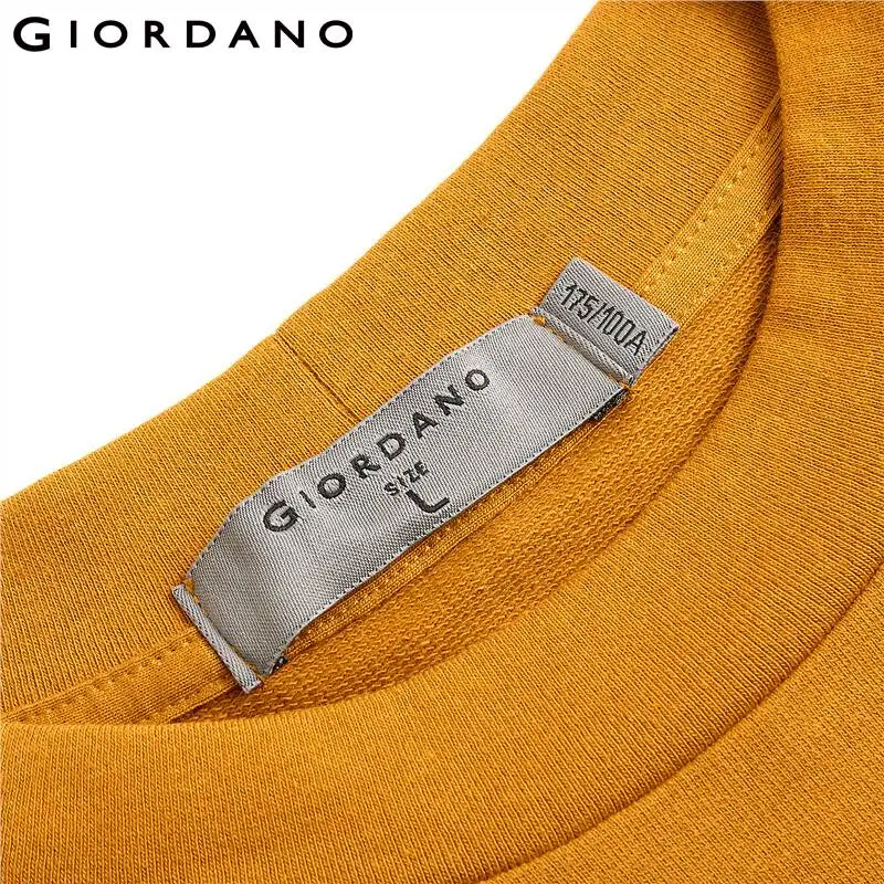 Giordano мужской джемпер с длинными рукавами и круглым вырезом под шею, из натурального хлопка