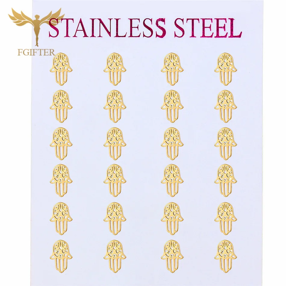 New Women's Earrings Religious Amulet Hand of Fatima Stud Earrings Multicolor Choose Stainless Steel Jewelry Wholesales 6